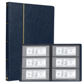 TsunNee Paper Money Collecting Album 60 Pockets, Leather Cover Currency Collection Holder Book, Double Sided Paper Money Storage Album, Bill Memorial Money Penny Holder for Collectors