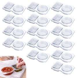 Double Compartment Condiment Container, 15Pcs Double Condiment Containers with Lids Portable Two Compartment Snack Container for Home Sauce Camp Snack