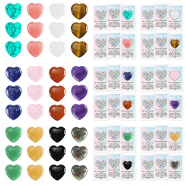 Natural Stone Heart Pocket Hug Token, 36Pcs Heart Shape Gemstone, Worry Stones Bulk Gifts for Coworkers Positive Thank You Gifts