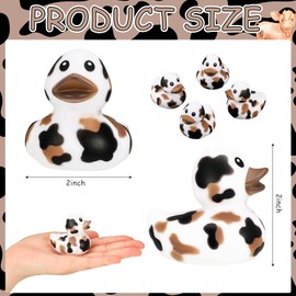 Poen 24 Pcs Cow Ducks Mini Cow Rubber Duck Bulk Cowboy Rubber Duck Fun Cow Print Duck Baby Bath Toy Cow Theme Baby Shower Birthday Bathtub Party Favors Swimming Pool Party Decorations (Black,Brown)