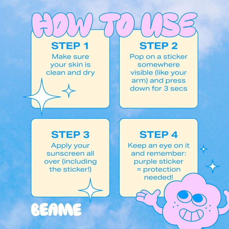 BEAME Under The Spotlight™ UV Detection Stickers — Sun Smart