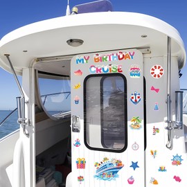 25Pcs Birthday Cruise Door Magnets Decorations, Birthday Cruise Magnets Funny Cruise Ship Door Magnets Magnetic Stickers for Carnival Birthday Cruise Party Cabin Ship Car Fridge Decor