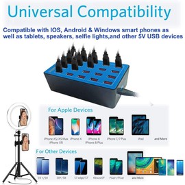 balabaxer USB Charger station, 20 Ports 100W/20A Desktop USB Charging Station for multiple devices,Multi Ports USB Charger Charging for Apple Devices, Smartphones，Tables，and More Devices.…