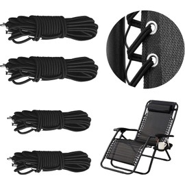 SHSHbuy Elastic Band for Deck Chair, Pack of 4 Rubber Cord for Relax Deck Chair, Replacement Cords for Zero Gravity Chair, Rubber Cord for Sun Lounger, Replacement Rubber Cord for Garden Chair,