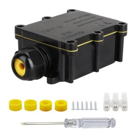 Helunsi Waterproof IP68 External Junction Box, 2 Way Outdoor Junction Box, Underground Plug Line Coaxial Cable Connector Wire Range 5 to 15mm Electrical Power Cord Weatherproof Junction Boxes - Black