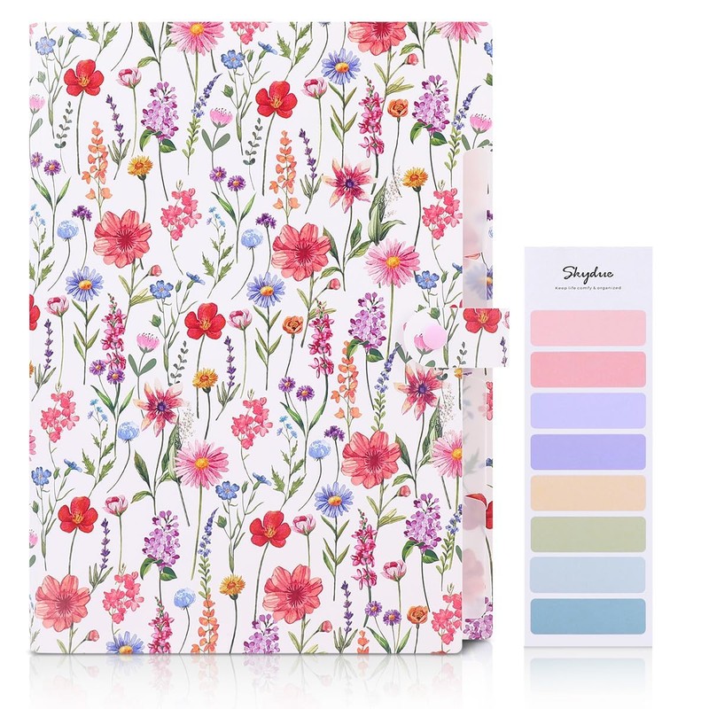 SKYDUE Accordion File Organizer, Floral Expanding File Folders with 5
