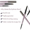 2 Pack Eyebrow Pencil, Waterproof Eyebrow Makeup with Dual Ends,