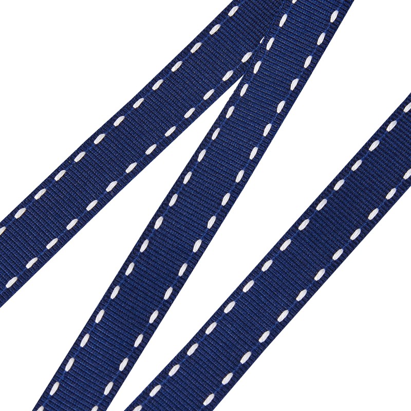 Berisfords 1339-NYW-15 15 mm Stitch Grosgrain Ribbon, Navy/White