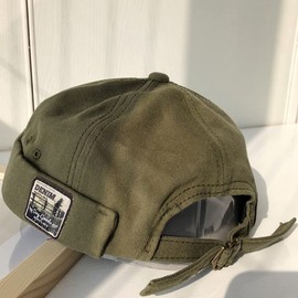 Cozyan Cotton Docker Cap Men Women Sailor Hat Harbour Hat Harbour Worker Hat Docker Hat Men's Rolled Edge Hat Unisex Docker Cap Port Hat, Military Green-A