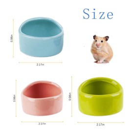 Pack of 3 Hamster Ceramic Feeding Bowls, Ceramic Hamster Feeding Bowls, Ceramic Bowl for Pets, Anti-Bite Feeding Bowls (Pink, Blue, Green)