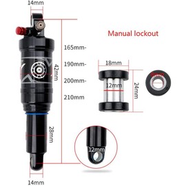 splumzer Mountain Bike Shock Absorber Air Rear Shock - Rebound/Lock Out/Adjustable Air Pressure (Manual Locking, 210 mm)