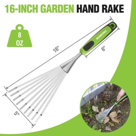 WORKPRO 16" Hand Rake Small Garden Hand Tool for Gardening with Soft Handle USA