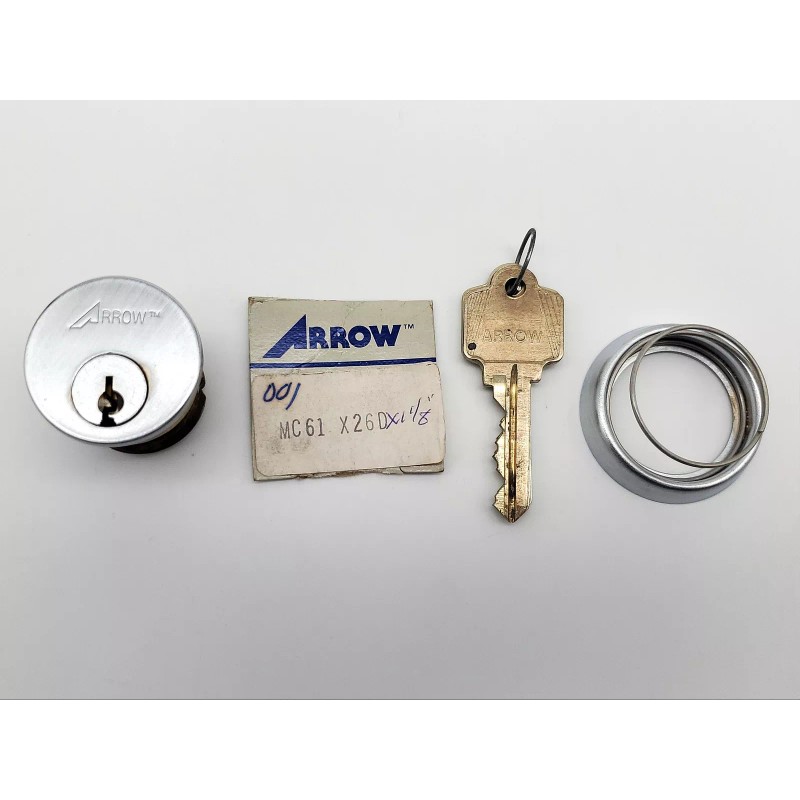 Arrow Mortise Cylinder Lock MC61 1-1/8" Length Satin Chrome 001