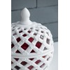 TREATLIFE HOME White Ceramic Lidded Jar with Lattice Design, Potpourri