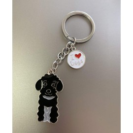 Mummumi Pet Keychain, Dog ID Tag Keychain Ring Creative Lovely Dog Key-Ring Portable Metal Key Decor Car Keying Gift (Black Poodle)
