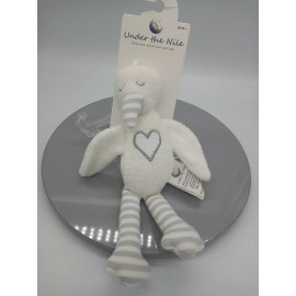 Under the Nile Organic Cotton Terry Cloth White Flamingo Baby Lovey Security Toy