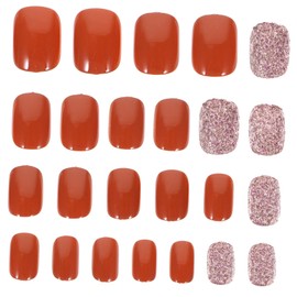 WOONEKY 1set Delicate Pumpkin Short Press Nails Detachable Decorative False Nail Art for Girls for Salon Home Manicure Safe Scratch Resistant Design Create Unique Looks