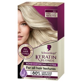 Schwarzkopf Keratin Color Permanent Hair Color, 10.1 Extra Light Ash Blonde, 1 Application-Salon Inspired Permanent Hair Dye, for up to 80% Less Breakage vs Untreated Hair and up to 100% Gray Coverage