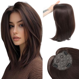 Alitozz Hair Toppers for Women with Thinning Hair Topper with Adorable Smiley Face Mesh Lining - Natural-Looking,Breathable and Secure,Suitable for Daily Wear (Cool-based brown)