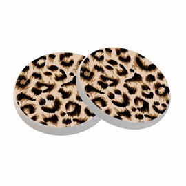 oFloral Leopard Print Coasters for Drinks Animal Spots Skin Texture Cups Place Mats for Home Decor Set of 2, 4 Inch