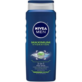 NIVEA FOR MEN Maximum Hydration 3-in-1 Body Wash, 16.9 oz (Pack of 4)