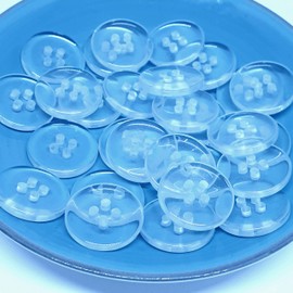 MajorCrafts Transparent Clear 4 Holes Round Resin Sewing Buttons Needlework Arts and Crafts Embellishments (Transparent Clear, 18mm - 40pcs)
