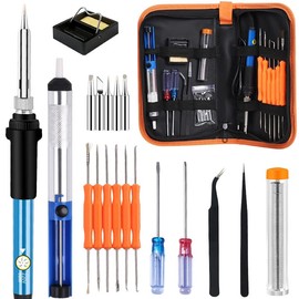 AIMALL 20-in-1 Soldering Iron Kit, 60W Adjustable Temperature Welding Set, Quick Heat Ceramic Technology with Portable Carry Bag for DIY, Beginners, and Professionals