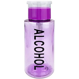 7oz Push Down Pump Dispenser Flip Top Cap Refillable Empty Bottle - Purple with Word Imprint - Lockable Travel Cosmetic Packaging Empty Bottle for Nail Polish Manicure