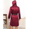 SWOMOG Mens Hooded Robe Satin Bathrobe with Shorts Set Silky