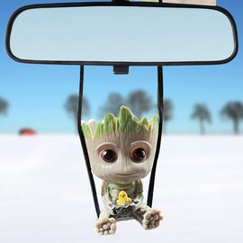 Car Hanging Accessories,Swing Smile Little Tree Man Car Mirror Hanging Accessories,car Decoration Charm Pendant,Car Mirror Suspension Decoration,car Charm Decoration, Lanyard: Adjustable Length