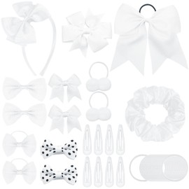 Radsocken 48Pcs Girls School White Hair Accessories Kit White Bow Hair Clips Headband Ponytail Holder Elastics Bands Ribbon Hair Barrettes Hair accessories for girls Birthday Gift