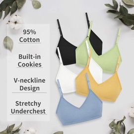 FreeNFond Training Bra for Girls 10-12 Teen Bras for Girls Ages 12-14 with Removable Padding and Adjustable Straps,3 Pack (Black,White,Green)