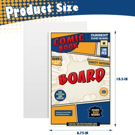 Leffis 200 Comic Book Boards, Current Size Comic Boards Thick and Durable Regular Comic Book Backing Boards and Reusable Comic Book Boards for Regular Comics Boards 200PCS
