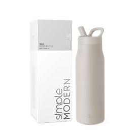 Simple Modern Botella de Agua con Tapa de Popote | Termo Aislado de Acero Inoxidable | Botellas de Agua para Viaje, Gimnasio y Deportes | A Prueba de Fugas y Libre de BPA| Mesa Colección | 1L| Almond Birch