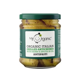 Mr Organic - Organic Grilled Artichoke Antipasti 190g - Non GMO & Preservative Free - Gluten Free & Vegan - Made With Organic Artichokes - Pack of 1