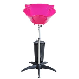 Portable 10L Salon Removable Vertical Shampoo Bowl Basin Height Adjustable Vertical Hair Wash Plate Home (Pink)