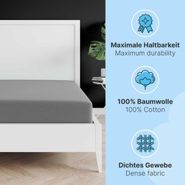 etérea Jersey Topper, Divan Bed Fitted Sheet - 100% Cotton - for a Topper Height of 5 - 10 cm