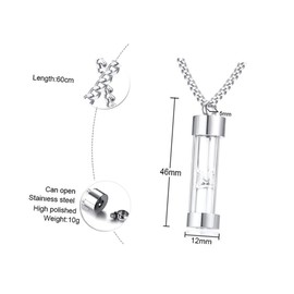 BESPORTBLE Ashes Sand Clock Necklace Glass Memorial Pendant for Keepsakes Openable Urn Charm Jewelry Chain present for Loved Ones