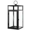 SAFAVIEH Lighting Collection Fraleigh Black/Clear Glass Decorative Outdoor Lantern