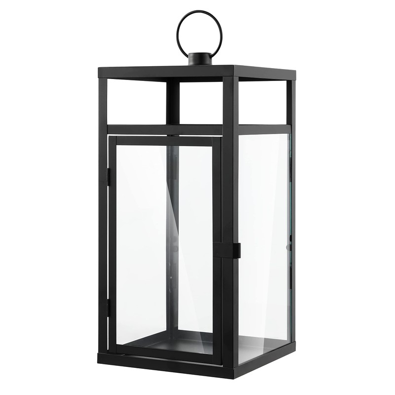 SAFAVIEH Lighting Collection Fraleigh Black/Clear Glass Decorative Outdoor Lantern