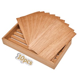 10 Pieces Spanish Cedar Wood Sheets for Cigar Humidor, Large Size 5.5"x8.2"x0.02" Easy to Cut and Manipulate, Thin Wood Chip for Dividing or Lighting Up Cigars, Wooden Sheets for Types of Humidors