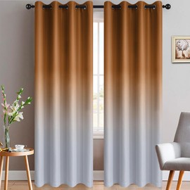Yakamok Light Blocking Gradient Color Curtains Burnt Orange Ombre Blackout Curtains Room Darkening Grommet Window Drapes for Living Room/Bedroom (Burnt Orange,2 Panels,52x84 Inch)