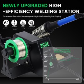 ‌Larlarsa DS936 Soldering Station - Digital Soldering Station Kit, 60W Soldering Iron (356°F-896°F) with 5 Extra Lead free Tips, Lead-Free Solder Wire, Sleep Mode, ESD Safe, Auto Calibration