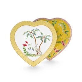Pip Studio La Majorelle Heart Shaped Plates Yellow D 21.5 Set of 2