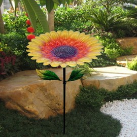 Bird Feeders for Outdoors,Bird Feeder Stick into Ground | Garden Bath Tray Waterer Metal Flower Birdbaths for Yard Lawn Decor Outside House Deck Patio