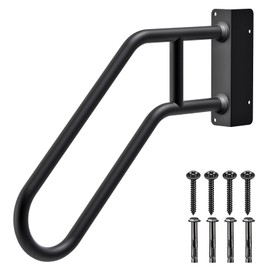 SELEWARE Heavy Duty 28" Handrails for Outdoor 1-3 Step, Non-Slip Door Jamb Corner Wall Mount Stair Hand Railing Grab Bars, U-Shape Safety Handle for Garage, Porch, Garden (Left Handed, Dia 1.3" Pipe)