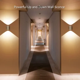 Tubicen - Aplique de pared cilíndrico dorado, luces de pared brillantes para interiores arriba y abajo para sala de estar, luces LED regulables de 7 W 3000 K para pasillo, escalera, cine