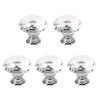 MDPLY 5 Pack Crystal Glass Cabinet Knobs-30mm Diamond Shape Pulls