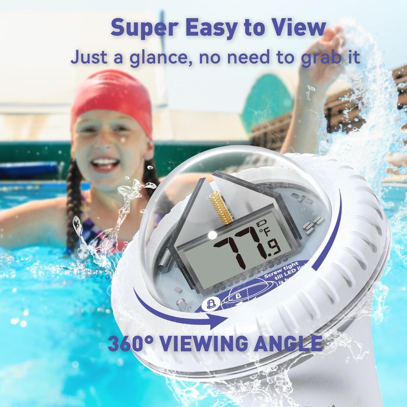 BALDR Water Thermometers Only, Indoor Outdoor Floating Pool Thermometer for