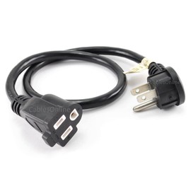 CablesOnline 18in Flat Plug Power Extension Cord/Cable, NEMA 5-15P to 5-15R (PC-S0418)